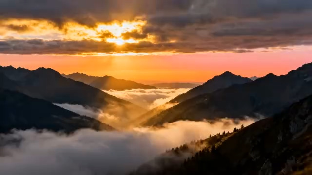  山间日出云海景观1197#横屏 	 