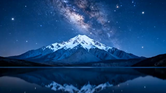 雪山星空湖面夜景2334#横屏 