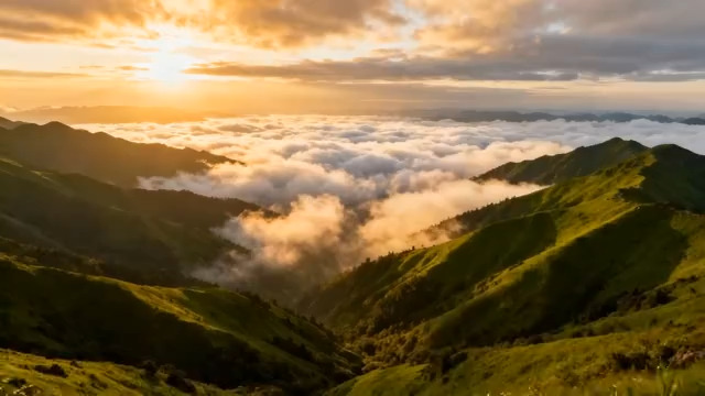  山间云海日出自然风光1305#横屏 	 