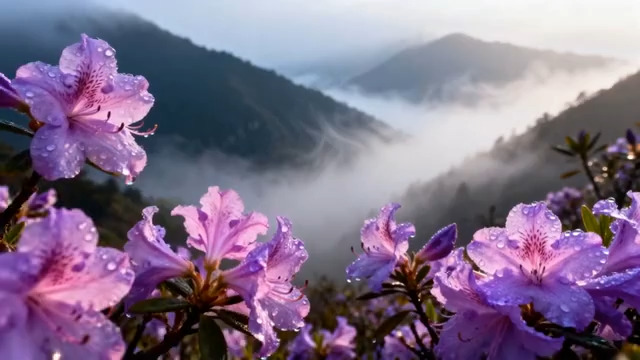  山间带露杜鹃花自然风光(1)1721#横屏 	 - 