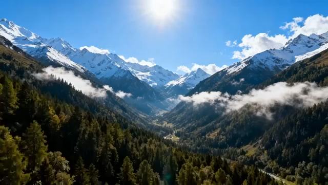 雪山森林自然风光全景4121#横屏 