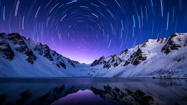 雪山星空湖面夜景(1)4931#横屏 