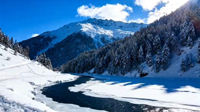 雪山森林雪景自然风光947#横屏 
