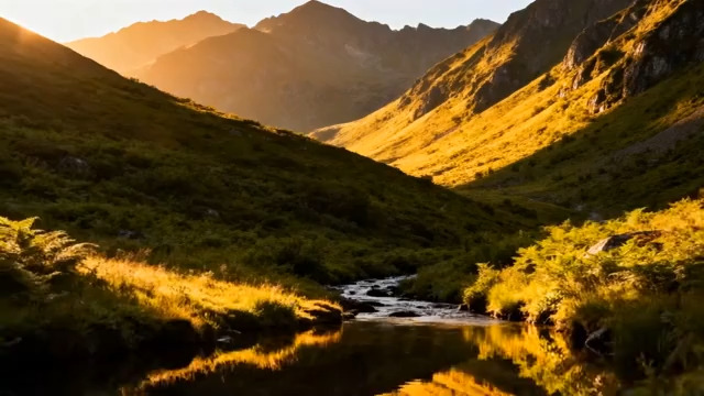  山间溪流自然风光2983#横屏 	 