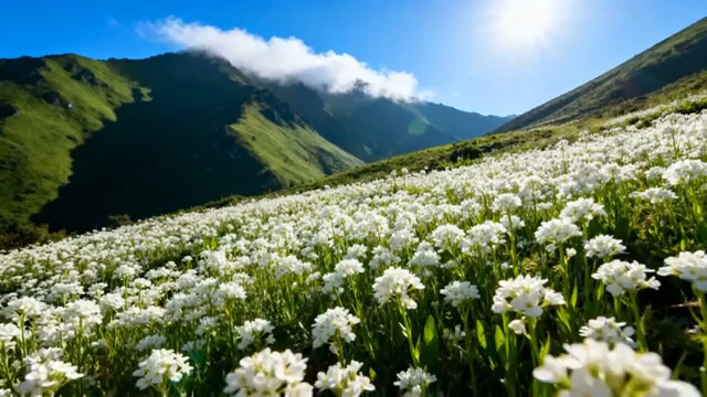  山间花海自然风光1061#横屏 	 