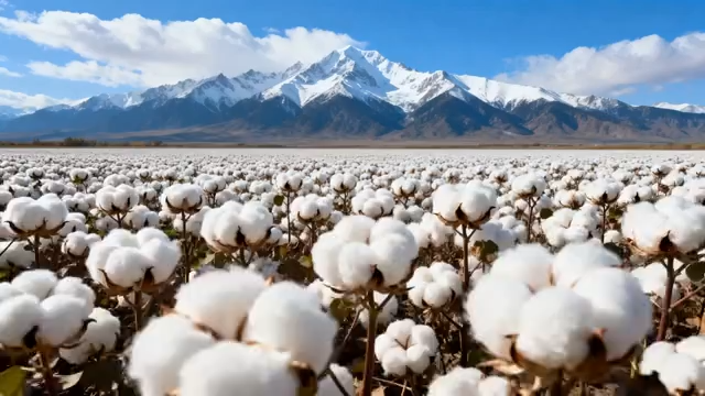 雪山下的棉花种植田220#横屏 