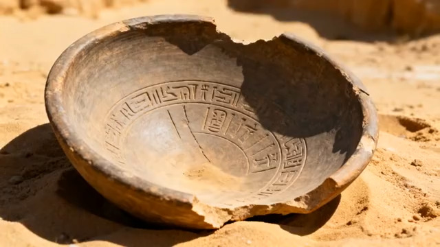  沙漠中的古老破损文物陶器2051#横屏 	 - 