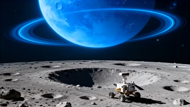  月球表面月球车与地球远景2284#横屏 	 