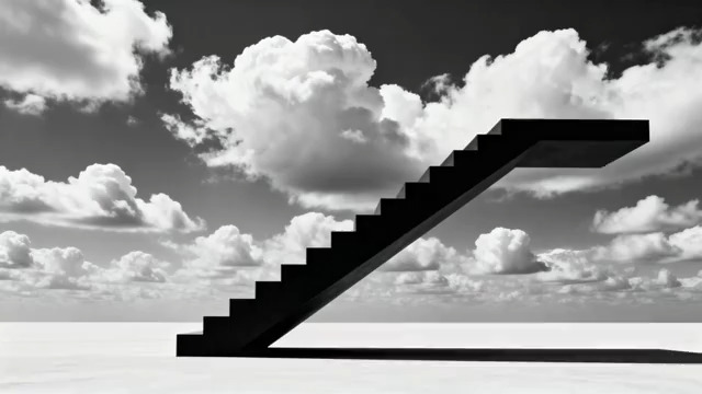  云端黑色阶梯场景素材2841#横屏 	 