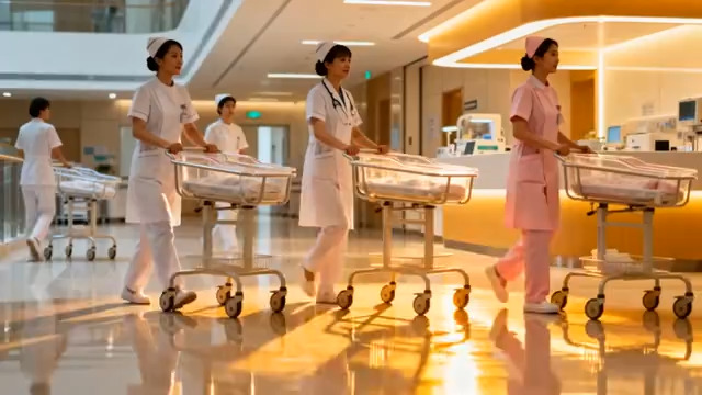  医院护士推车行走素材1072#横屏 	 