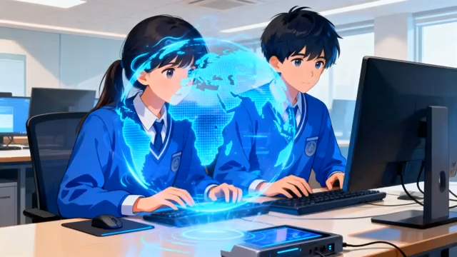 学生在电脑前操作的场景3067#横屏 