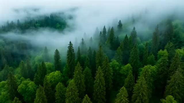  森林云雾环绕鸟瞰景象2226#横屏 	 