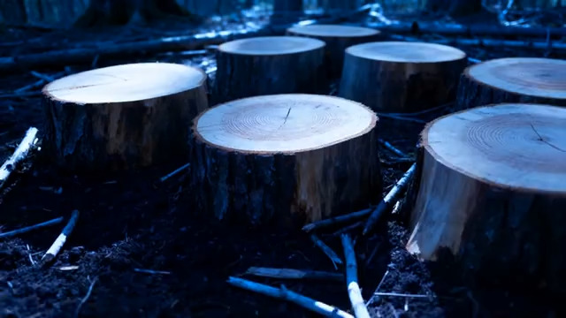  森林中树桩特写场景2085#横屏 	 - 