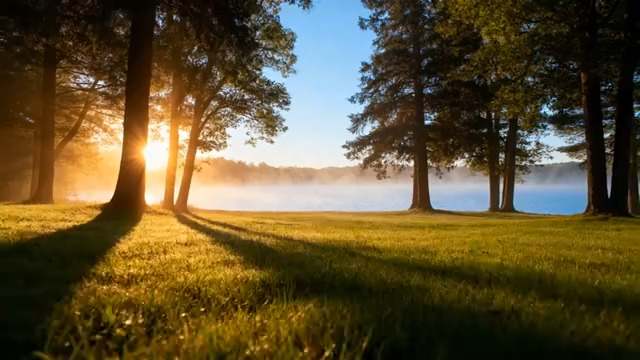  森林草地日出自然风光1401#横屏 	 -