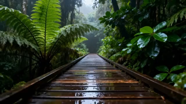  森林中湿木栈道自然风光1314#横屏 	 