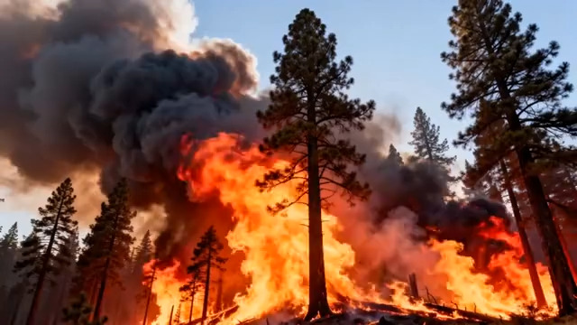  森林火灾熊熊燃烧场景2271#横屏 	 