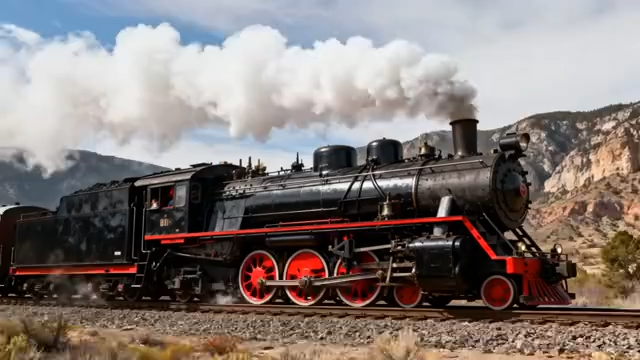 行驶中的复古蒸汽火车4179#横屏 