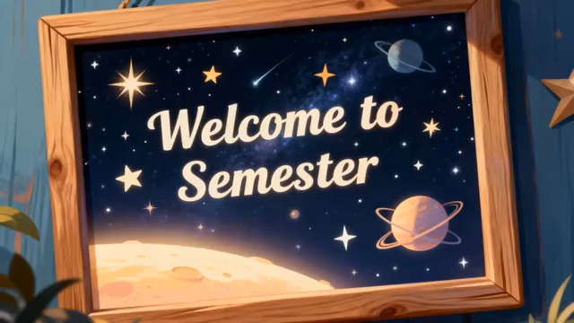 新学期欢迎标语星空画面1858#横屏 