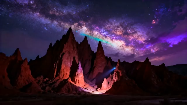 星空下的红色山峦夜景1345#横屏 