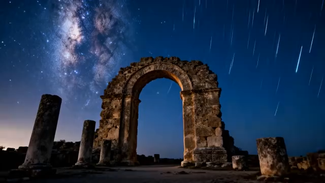 星空下的古迹拱门夜景5214#横屏 