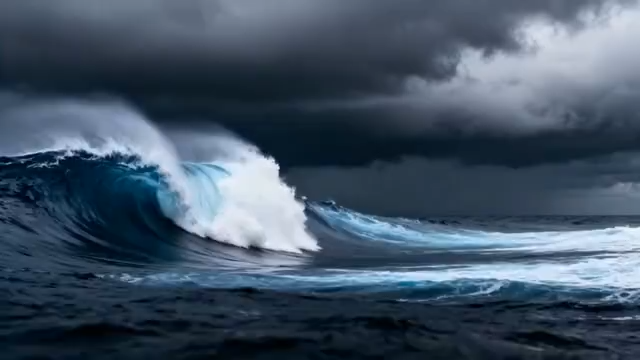 汹涌大海上的巨大海浪3711#横屏 