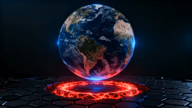 悬浮地球带红色光环特效1082#横屏 