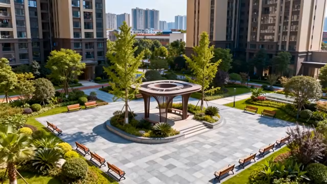 小区内绿化景观及休憩区1257#横屏 