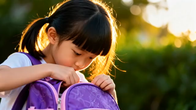 小女孩户外整理紫色书包2777#横屏 