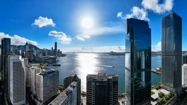 香港城市高楼及海港全景3492#横屏 