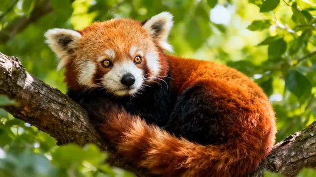 小熊猫栖息在树枝上1390#横屏 