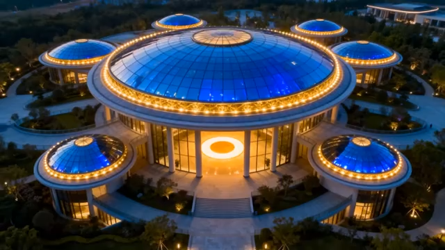 现代建筑穹顶户外夜景1448#横屏 