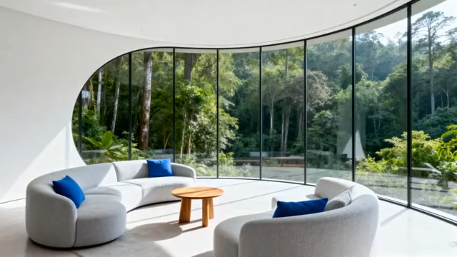 现代室内弧形落地窗景观2498#横屏 