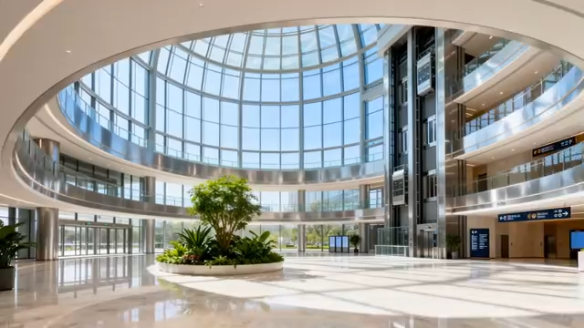 现代写字楼大厅玻璃穹顶景观2545#横屏 