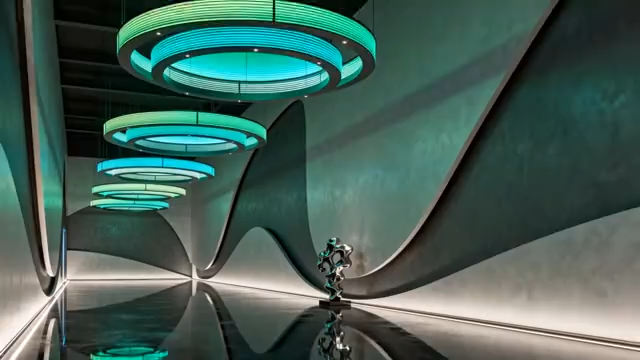 现代科技感大厅内雕塑景观3896#横屏 