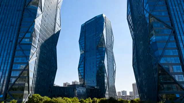 现代高楼大厦仰视视角画面1348#横屏 