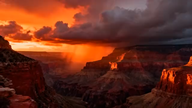 峡谷日落自然风光1758#横屏 