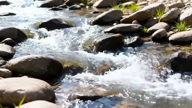 溪边流水与石头自然景观1200#横屏 