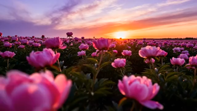 阳下盛开的花卉田野748#横屏 