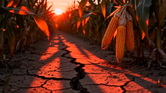 夕阳下玉米地特写5162#横屏 