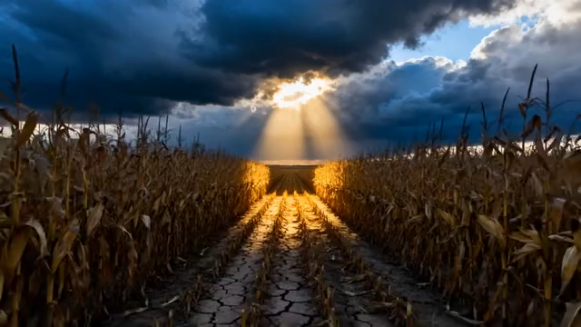 夕阳下的玉米地景观794#横屏 