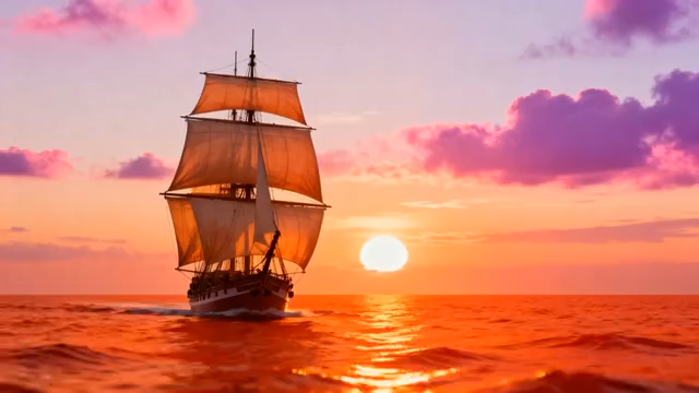 阳下海洋中的帆船5251#横屏 