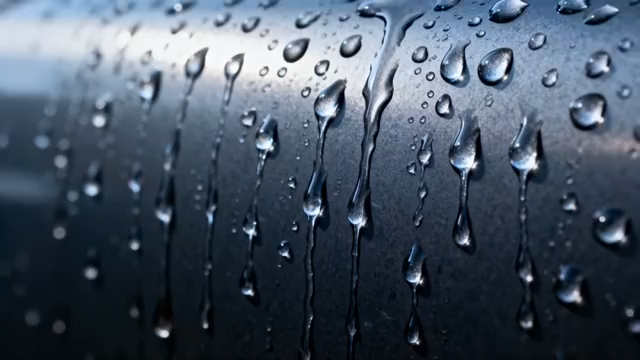 体表面雨水水滴特写3967#横屏 