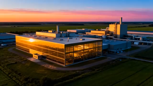 夕阳下的工业工厂全景2863#横屏 