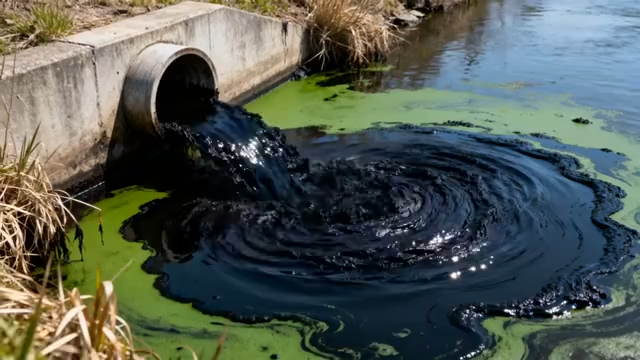 污水从管道排入水体1719#横屏 