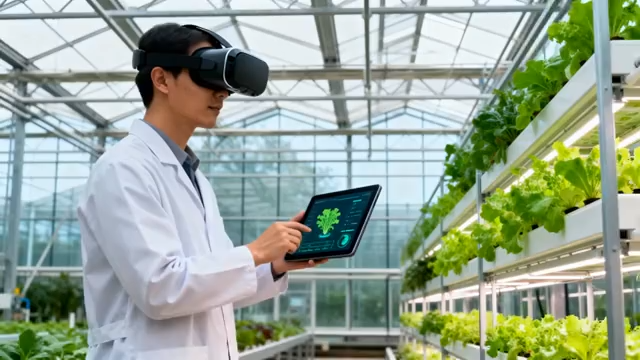 温室大棚内男子使用平板操作4662#横屏 