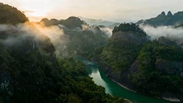 武夷山自然风光航拍全景2142#横屏 