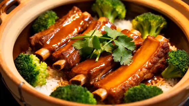 瓦罐排骨盖浇饭美食素材3839#横屏 