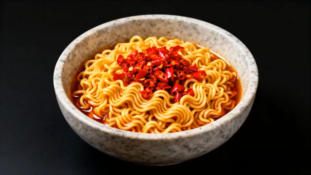 碗装泡面配辣椒特写5234#横屏 