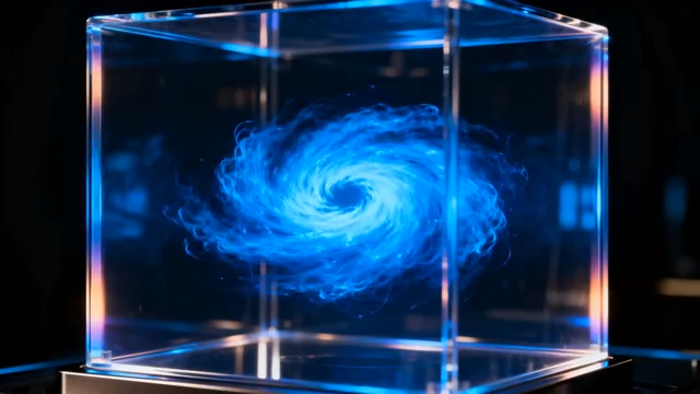 透明立方体内蓝色旋涡特效2715#横屏 