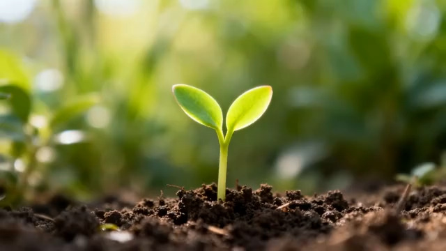  破土而出的绿色幼苗1384#横屏 	 